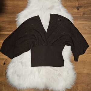 Vintage Elegant Brown Knit Women's Top